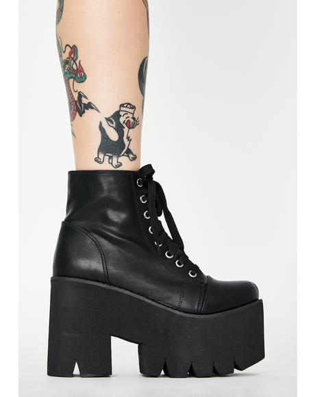 Demonia Shaker 65 Boots Patent Hologram Black Dolls Kill
