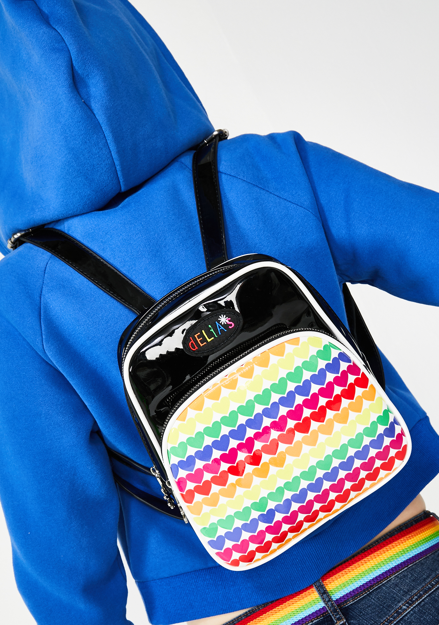 mini rainbow patent backpack