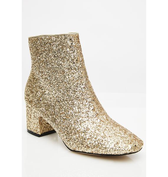 Heeled Glitter Gold Ankle Boots | Dolls Kill