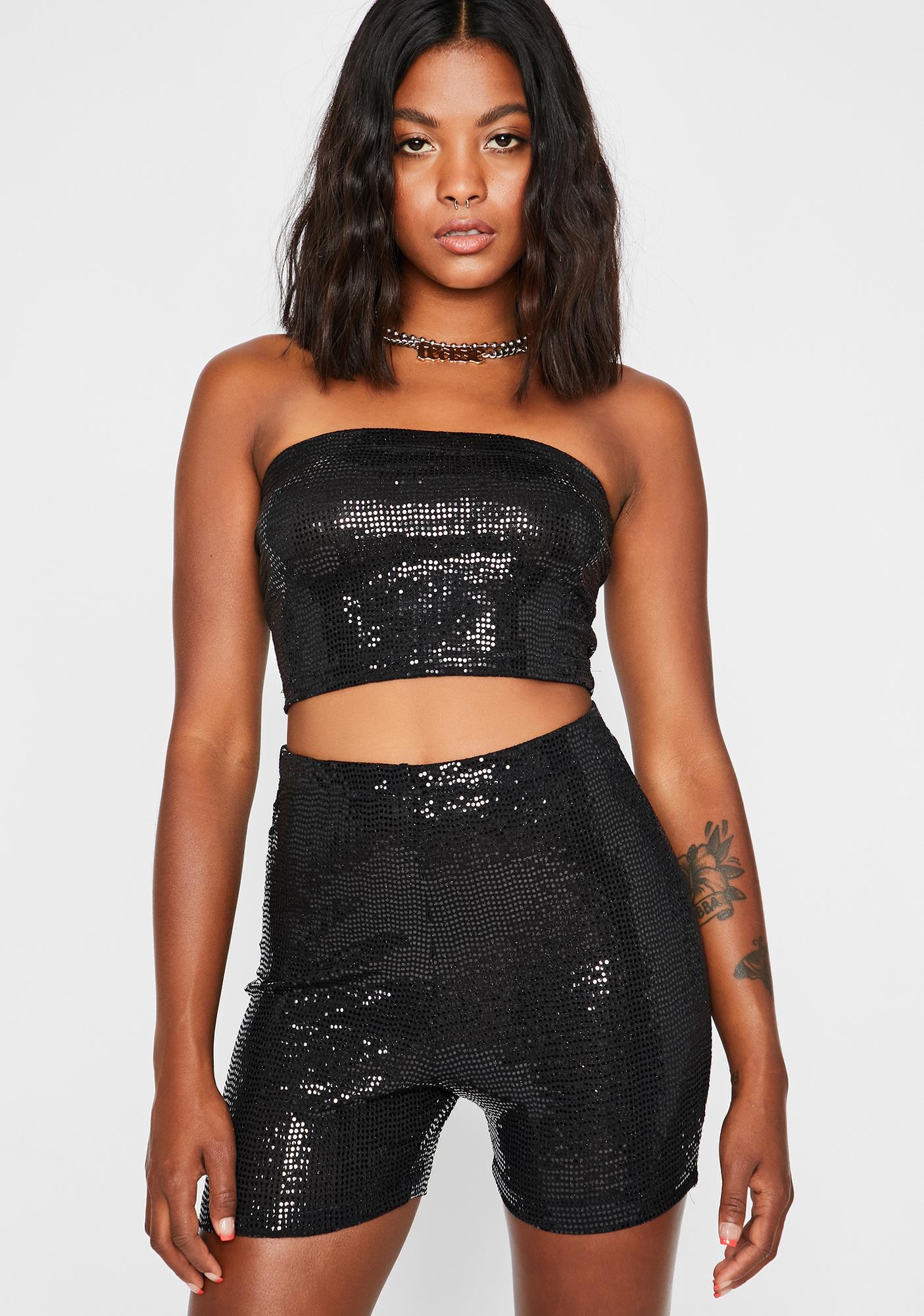 black sequin biker shorts