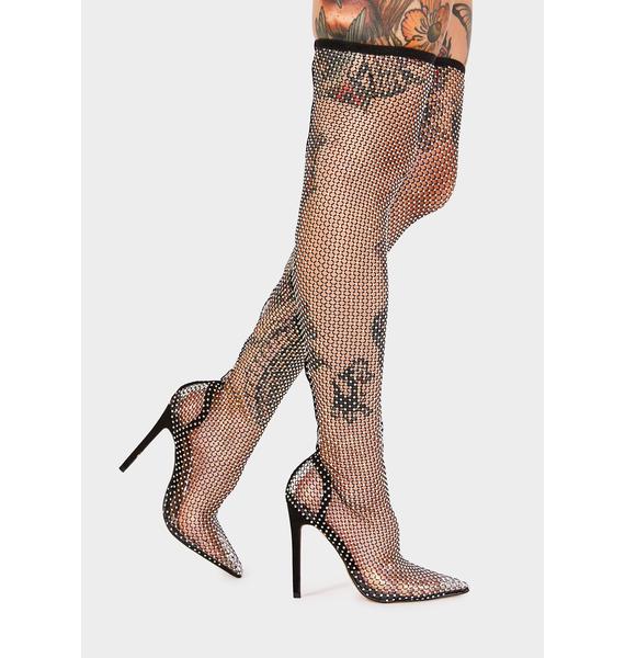 rhinestone thigh boots