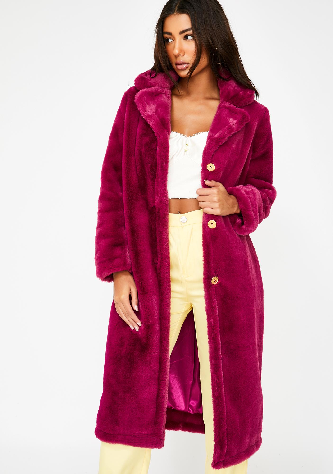 Glamorous Berry Faux Fur Coat | Dolls Kill