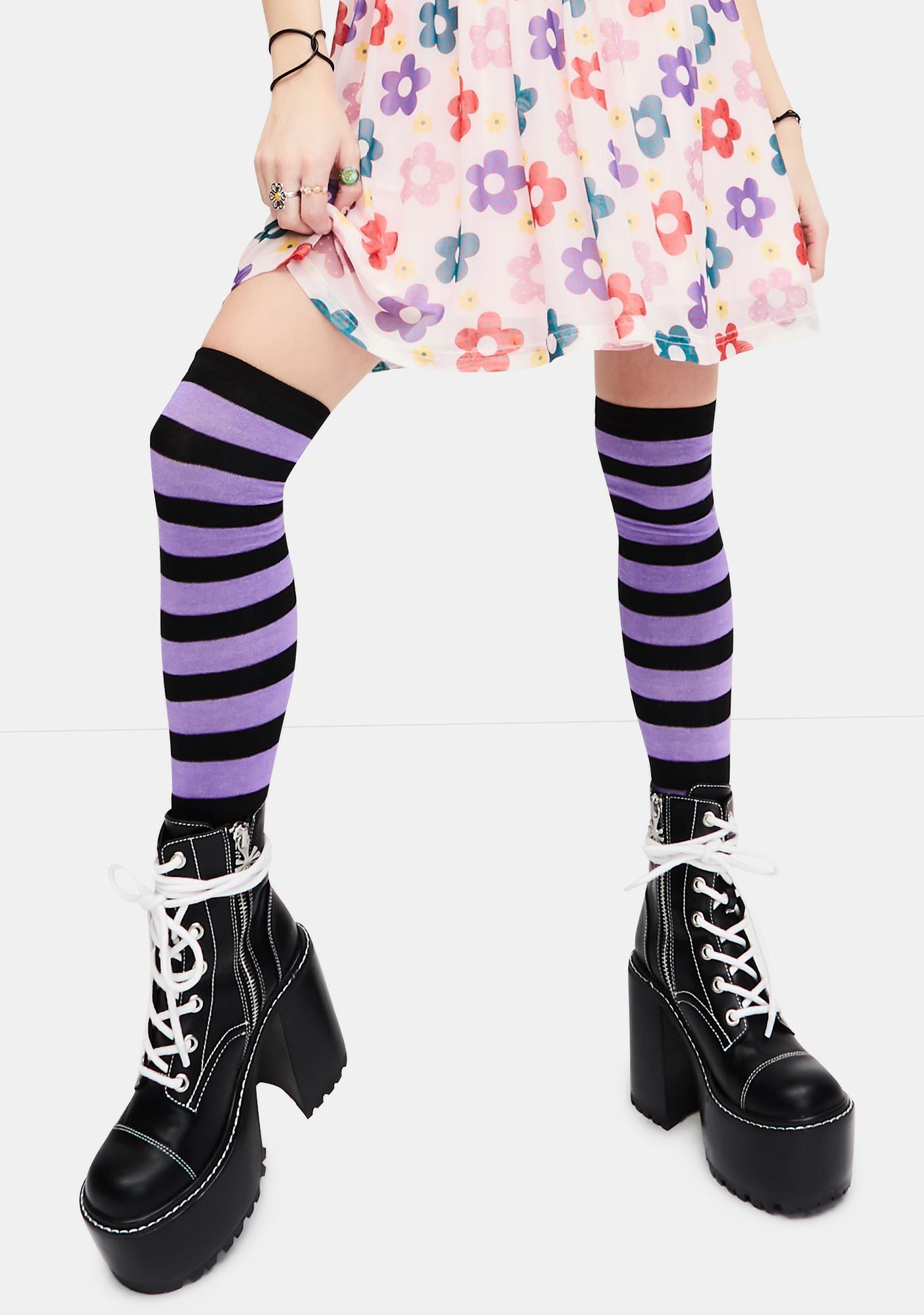 lavender thigh high boots