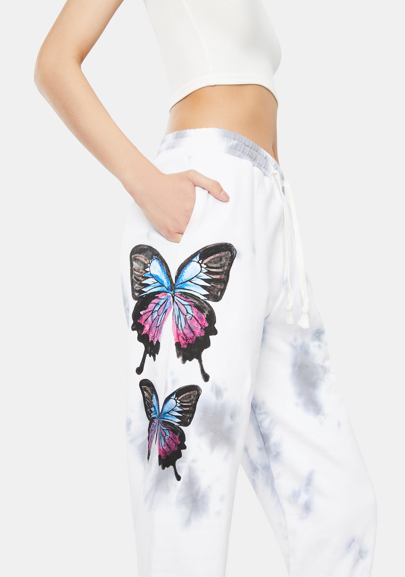 Grey Sweatpants With Butterflies Hot 