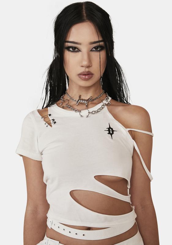 Distortion Cut-Out Crop Tee