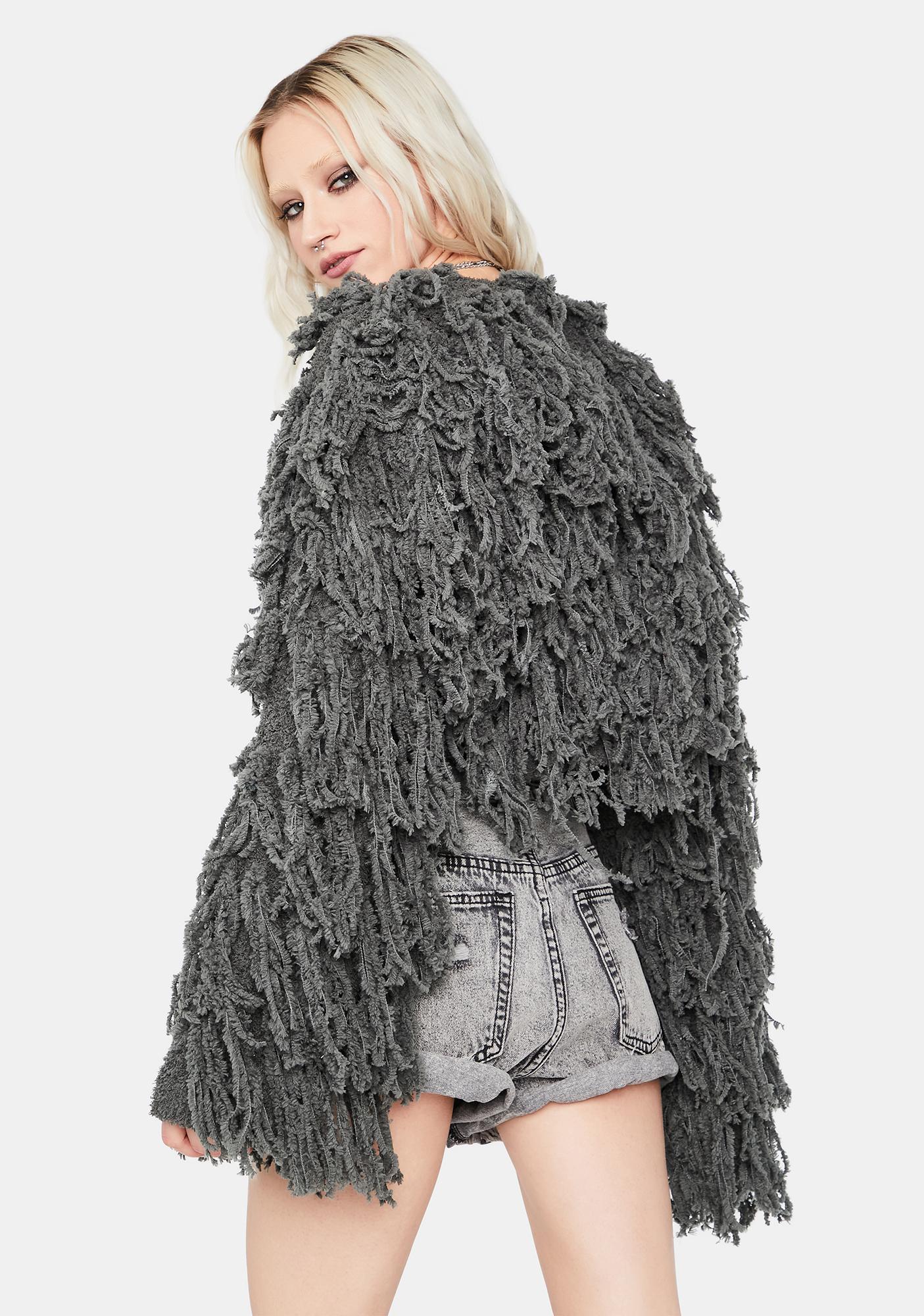 shaggy knit cropped cardigan