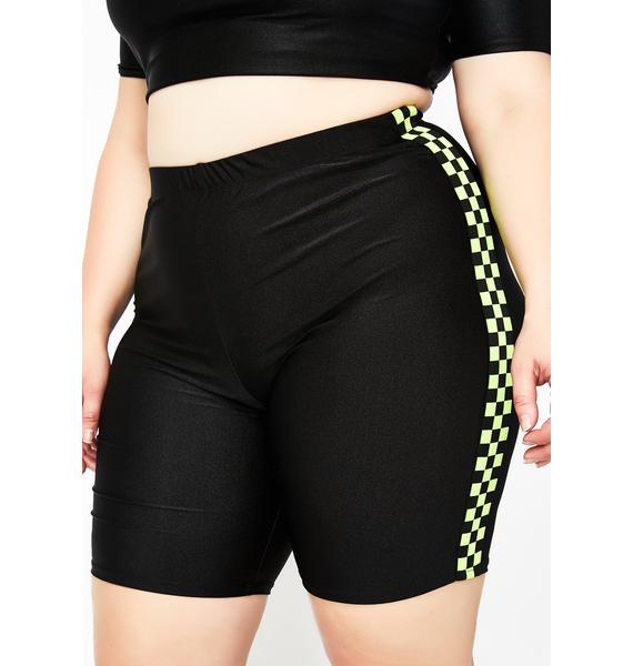 checkerboard biker shorts