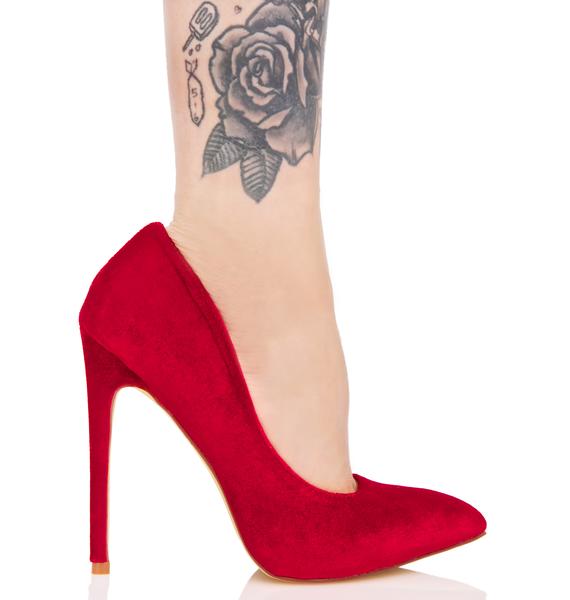 red velvet heels