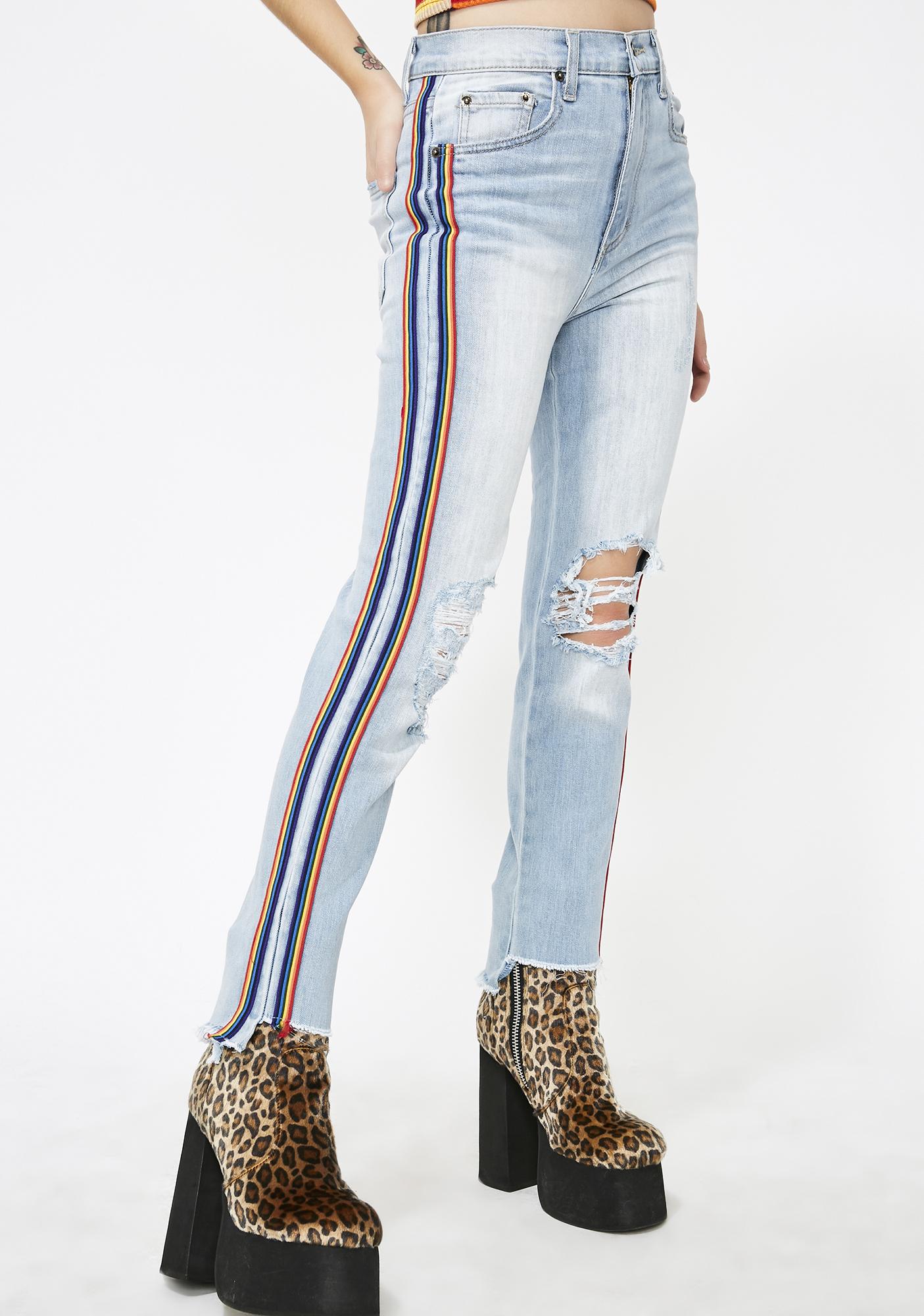 rainbow high waisted jeans