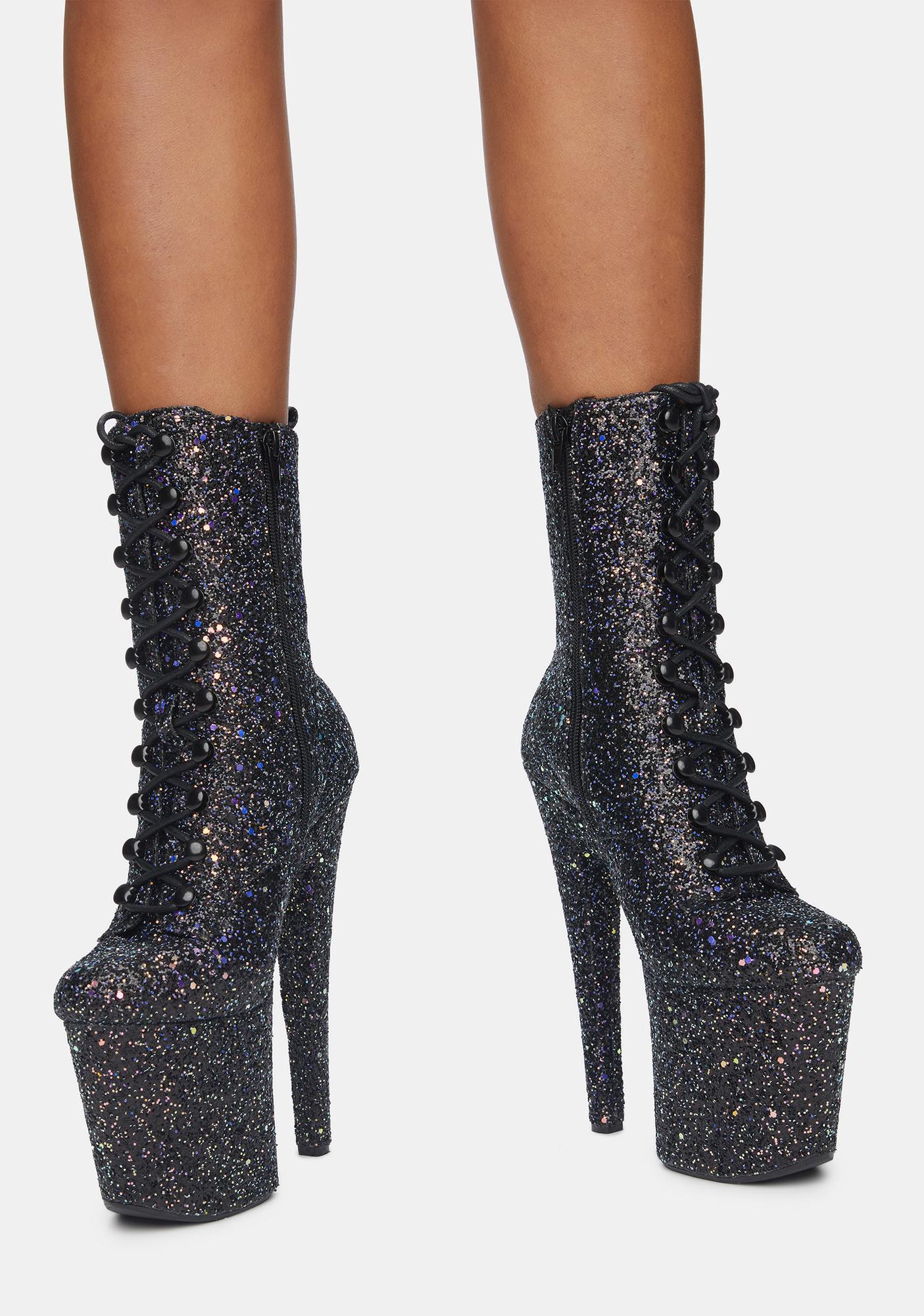 glitter platform boots