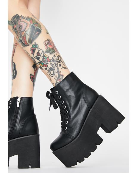 Demonia Shaker 65 Boots Patent Hologram Black Dolls Kill