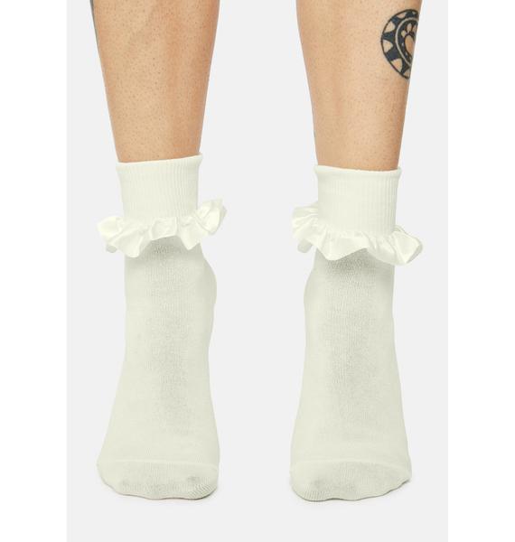 Ruffle Cuff Ankle Socks White Dolls Kill