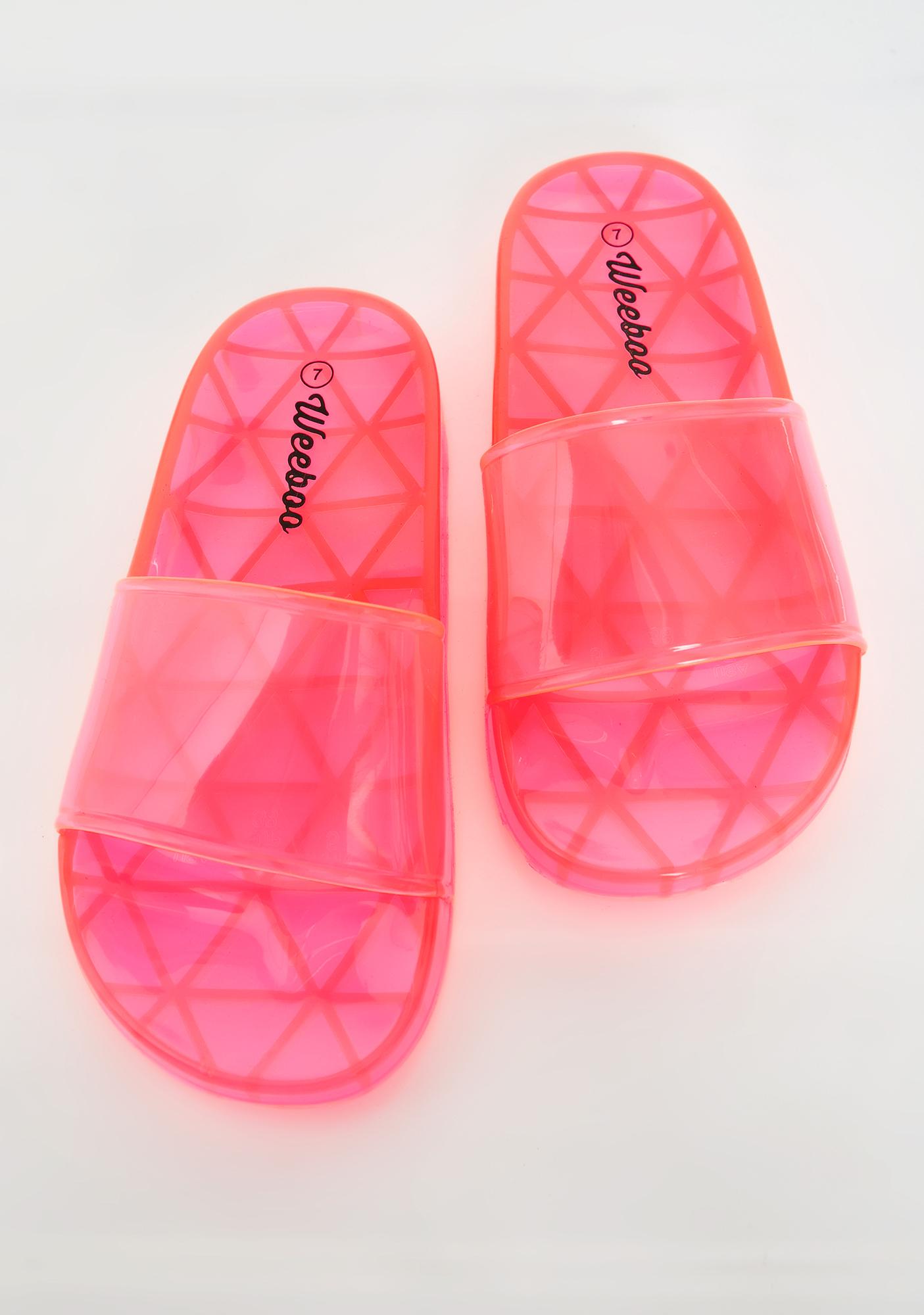 Neon Pink Jelly Slides | Dolls Kill