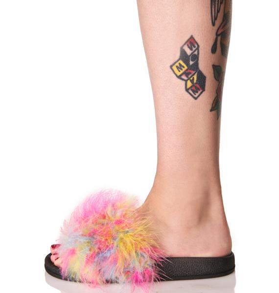 pink fluffy slides