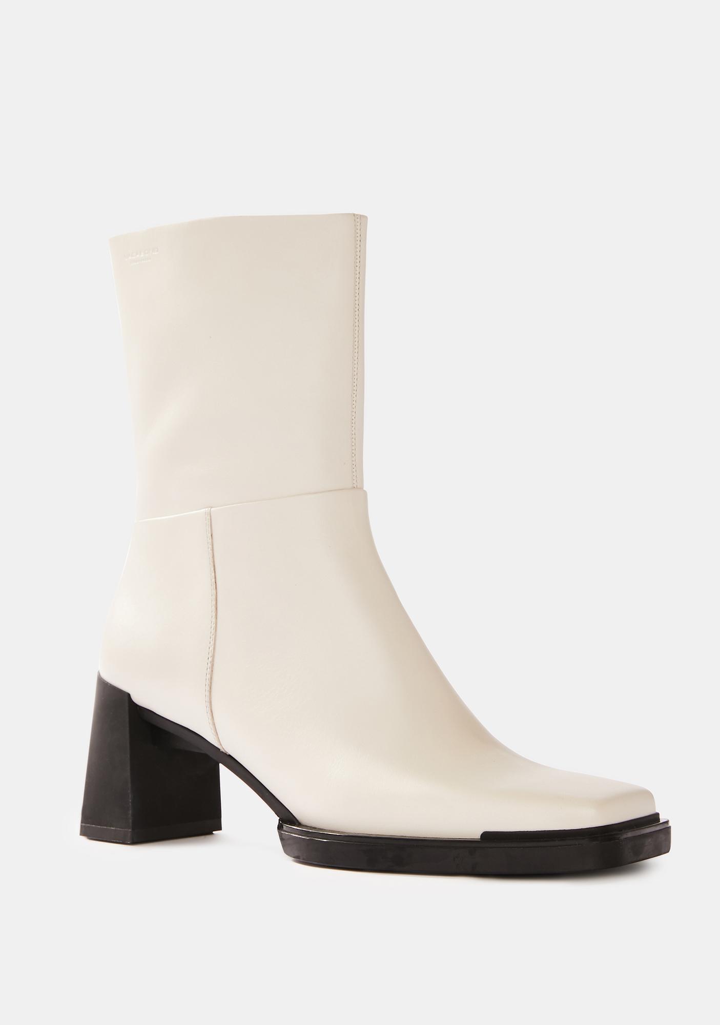 VAGABOND SHOEMAKERS White Edwina Leather Boots | Dolls Kill