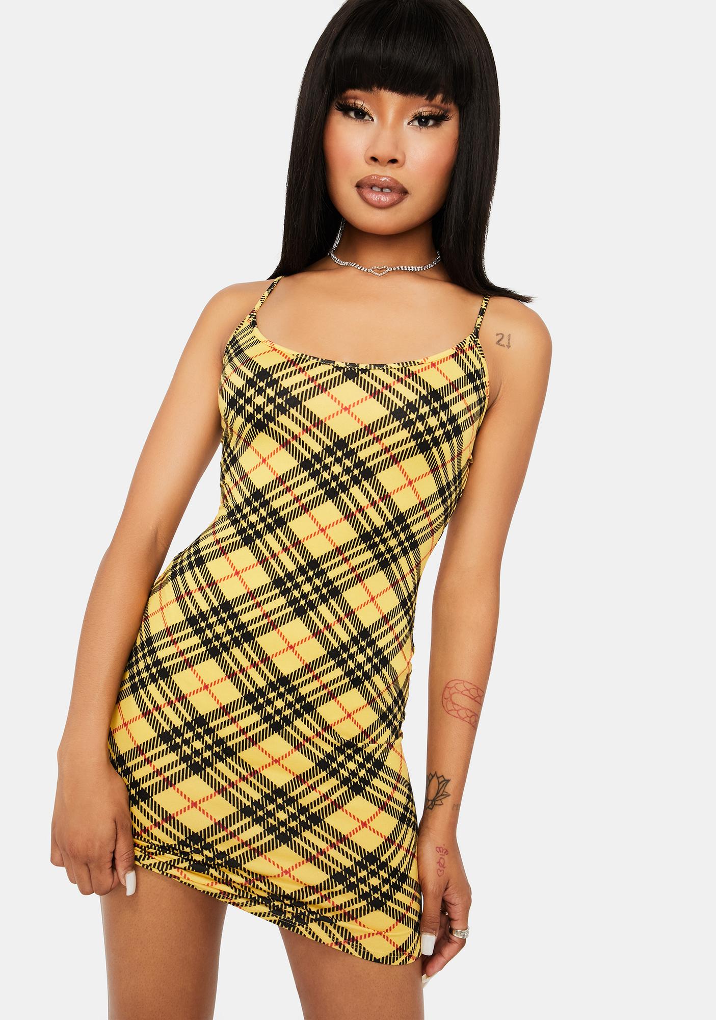 yellow and black plaid dress