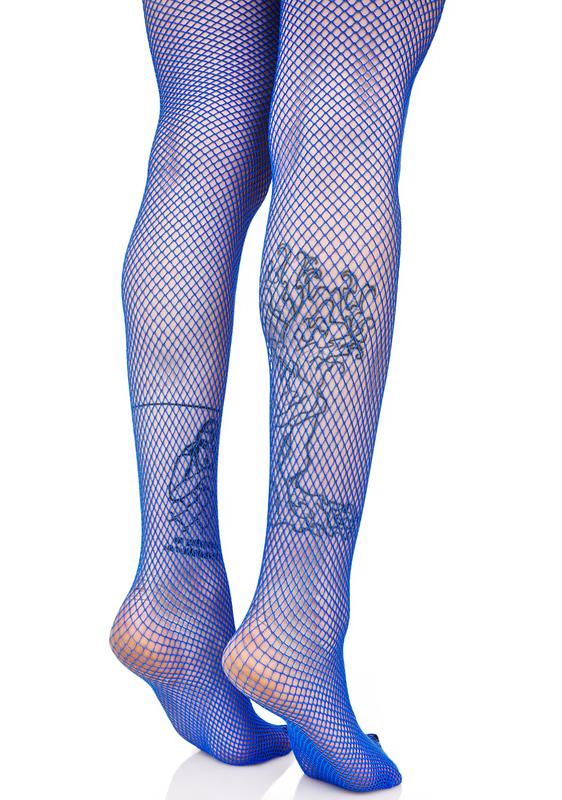 blue fishnet socks