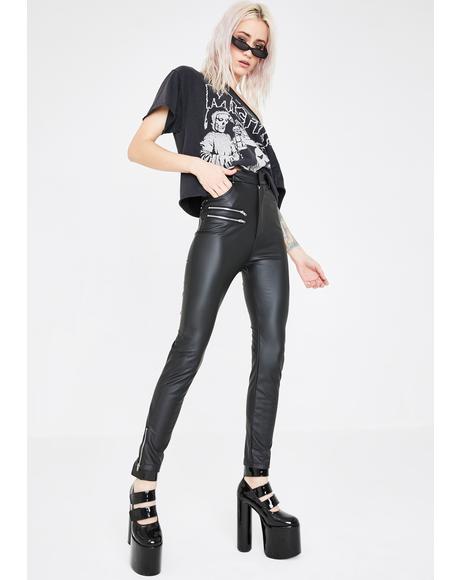 Vegan Leather Biker Pants