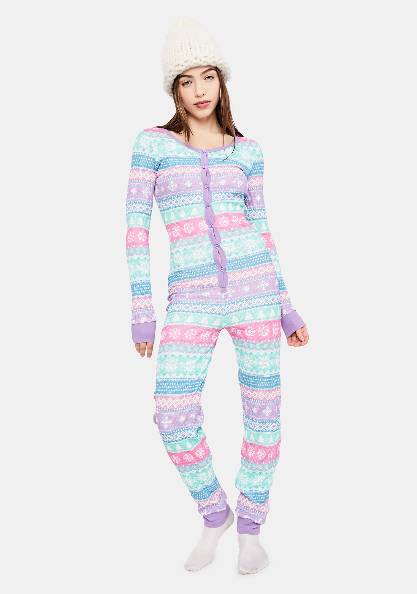 Delias Pastel Fairisle Print Snap Button Front Onesie Dolls Kill