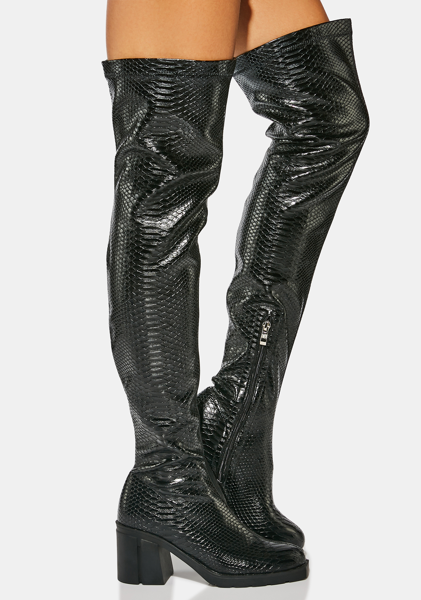 Azalea Wang See Me In Your Dreams Thigh High Boots- Black | Dolls Kill