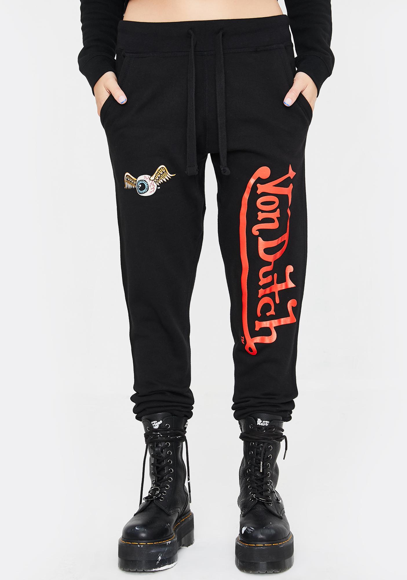 sweatpants with words on the back