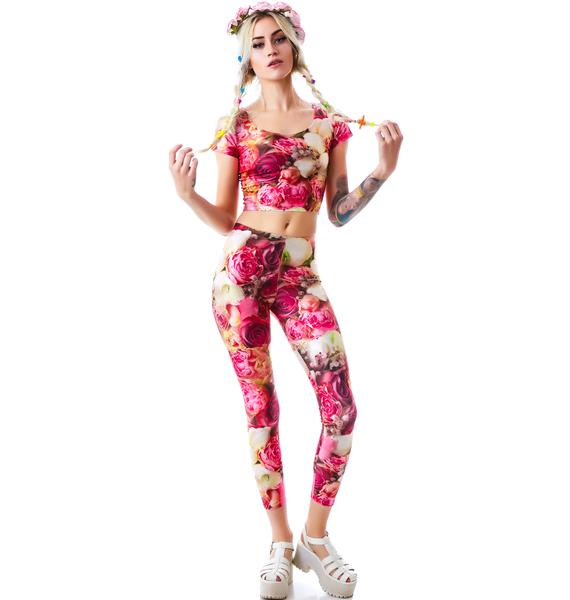 Zara Terez Pink Flower Patch Leggings | Dolls Kill