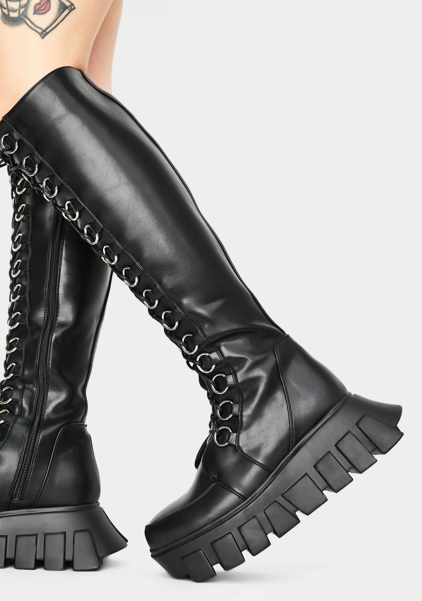 Lamoda Shadows Knee High Platform Boots | Dolls Kill