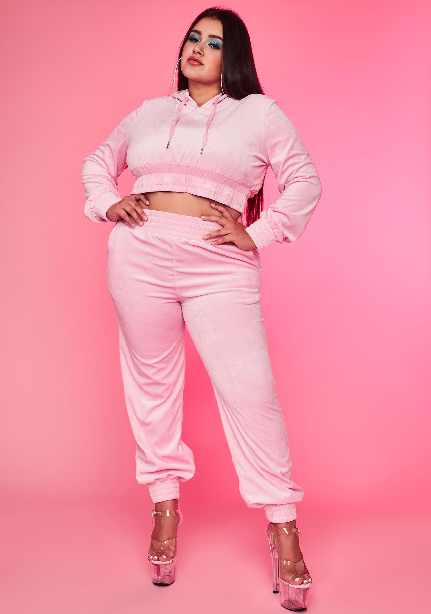 plus size velvet jogger set