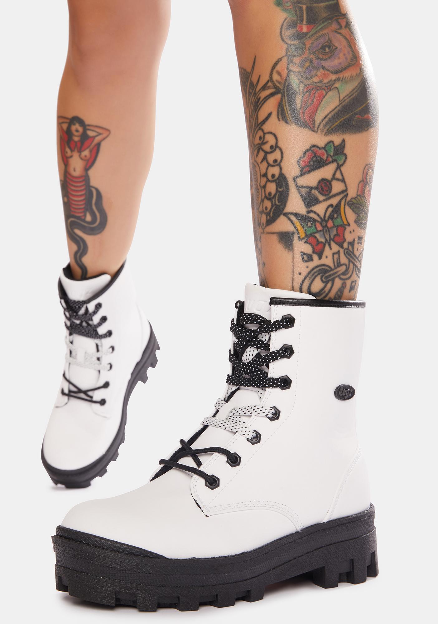white platform military boots