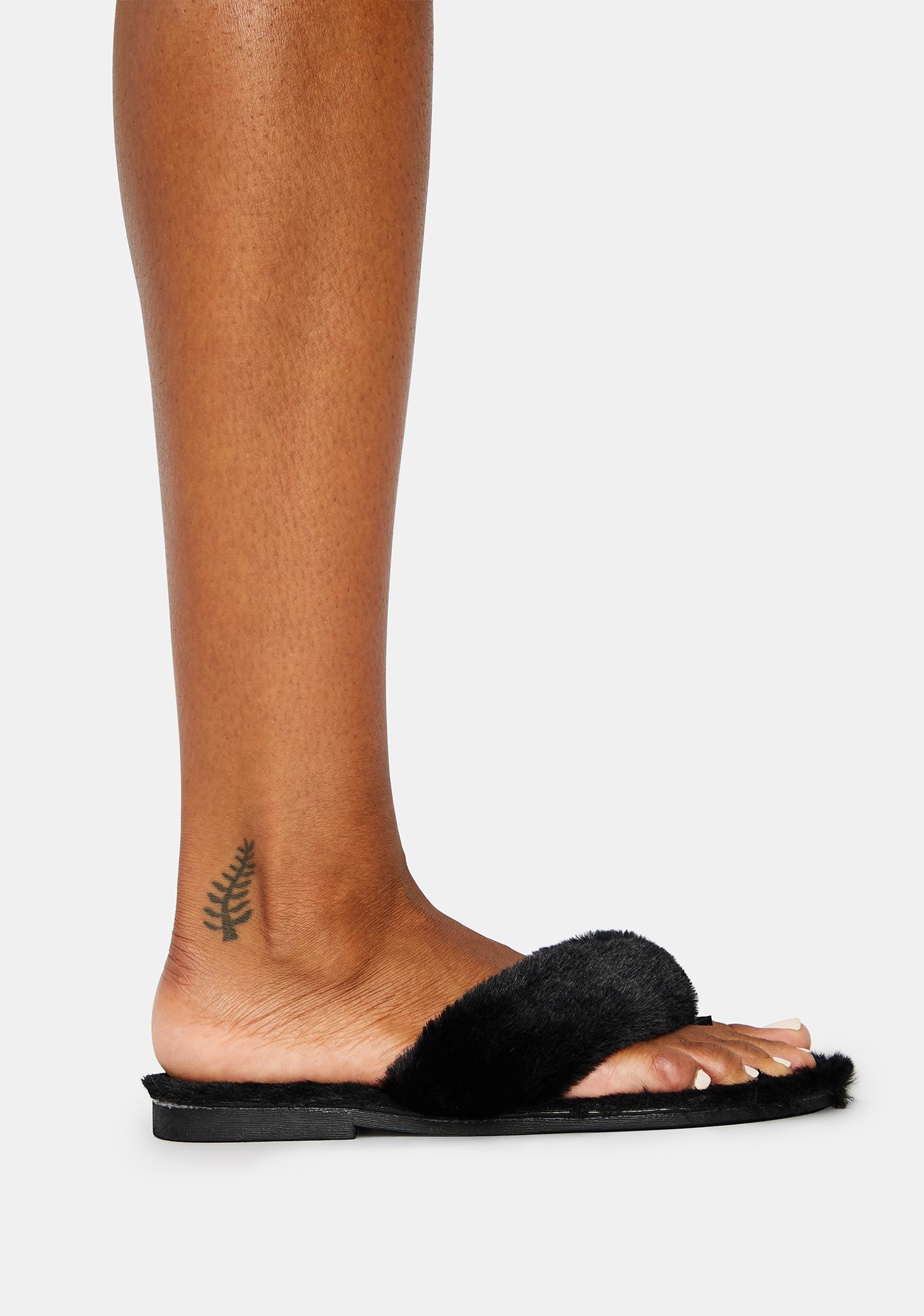 fuzzy thong sandals
