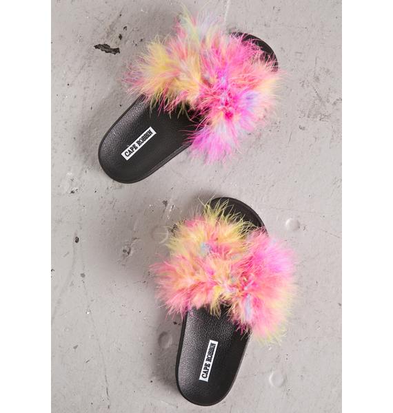 pink fluffy slides