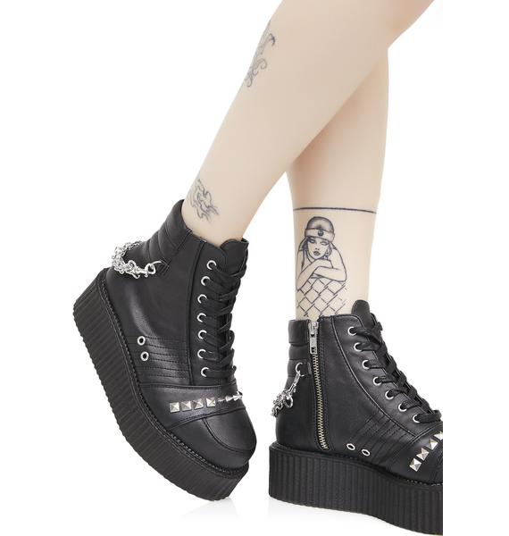 Demonia Whiplash Studded Creepers Dolls Kill