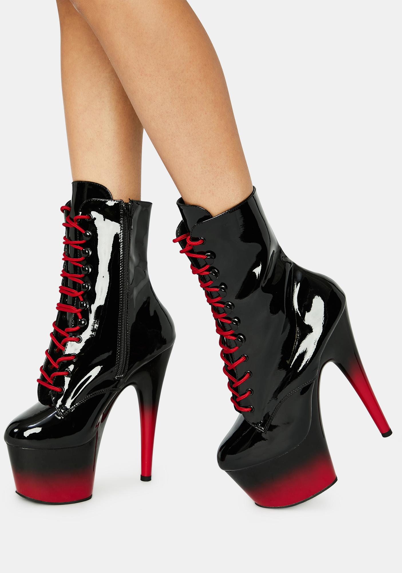 Pleaser Devilish Players Club Adore Vinyl Heels | Dolls Kill