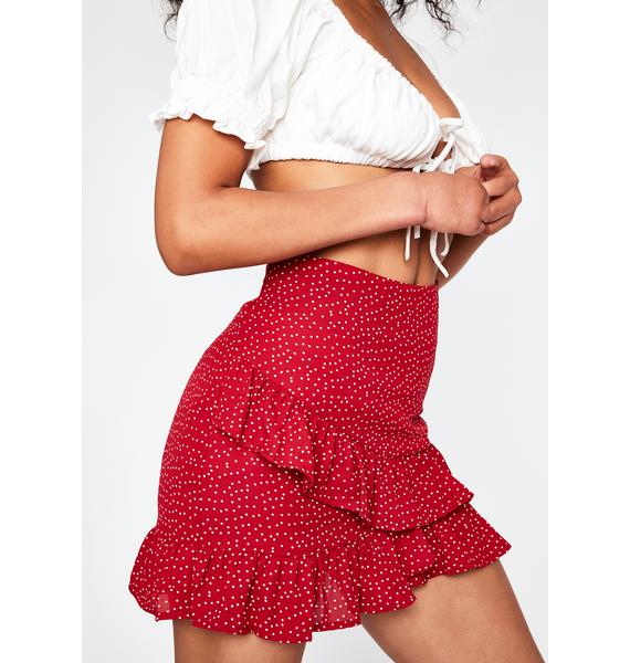 Polka Dot Ruffle Mini Skirt Red Dolls Kill