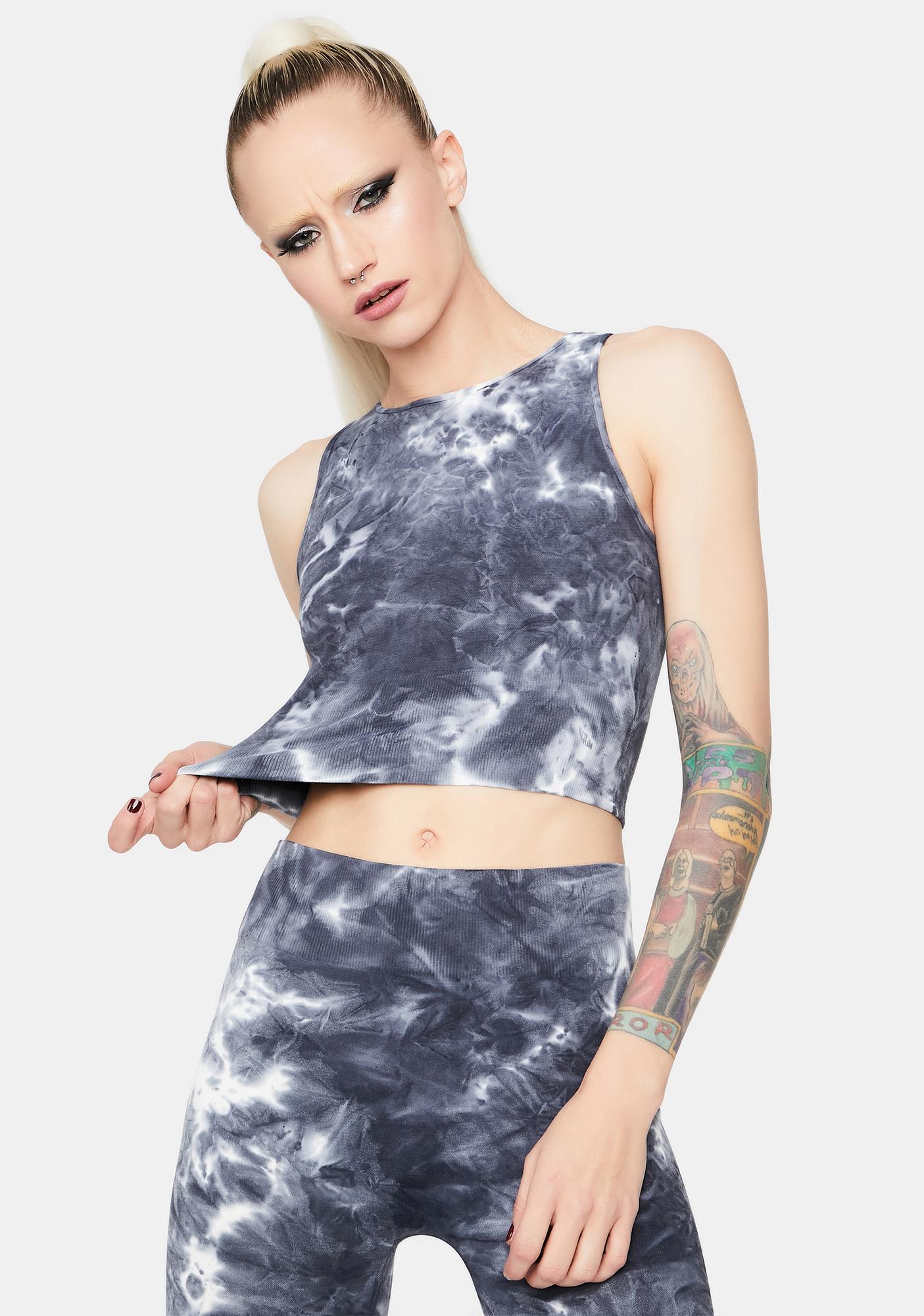 Tie Dye Racerback Crop Tank Blue Dolls Kill 