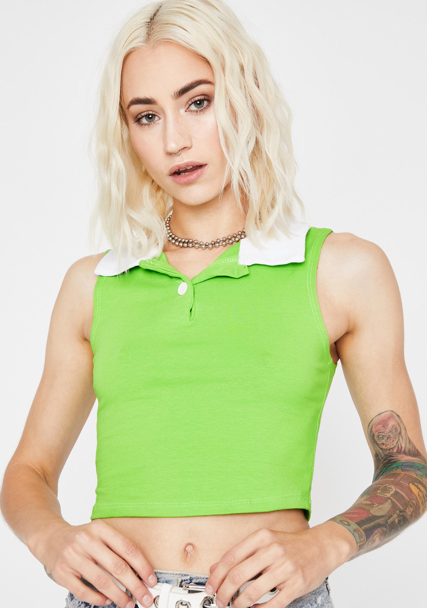 Polo Crop Top Green Dolls Kill