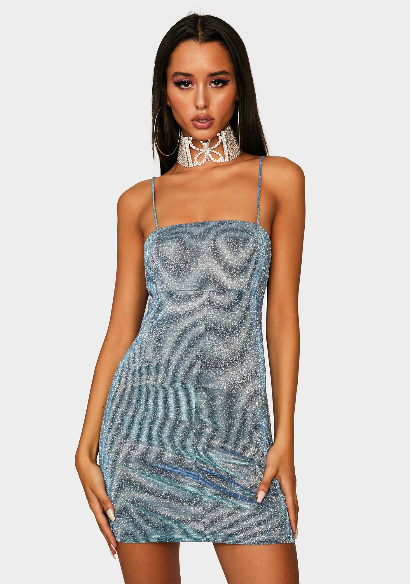 Momokrom Blue Glitter Bodycon Dress Dolls Kill