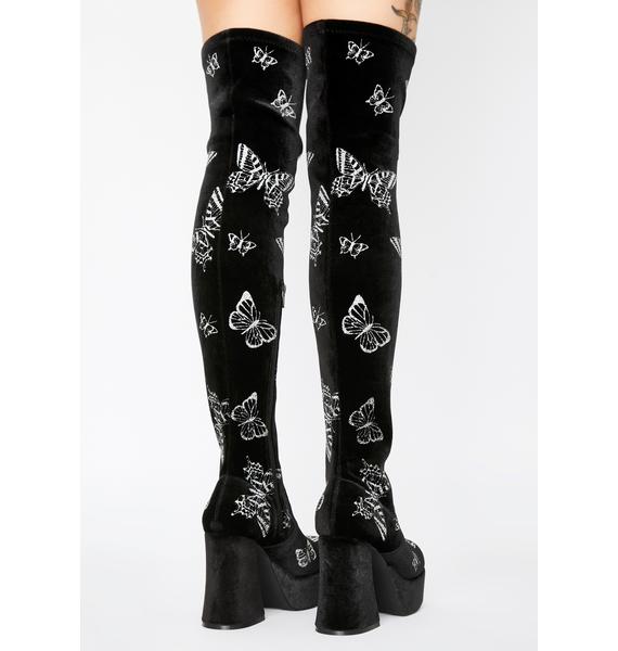 Delias Platform Thigh High Boots Butterflies Dolls Kill
