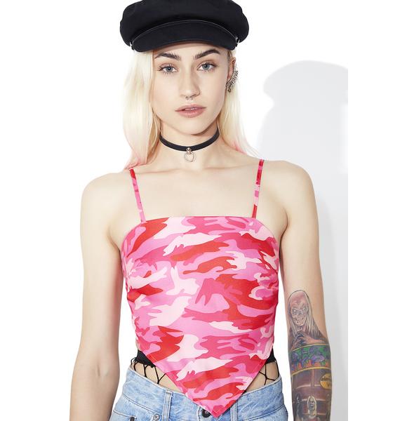 Pink Camo Pointed Crop Top Dolls Kill