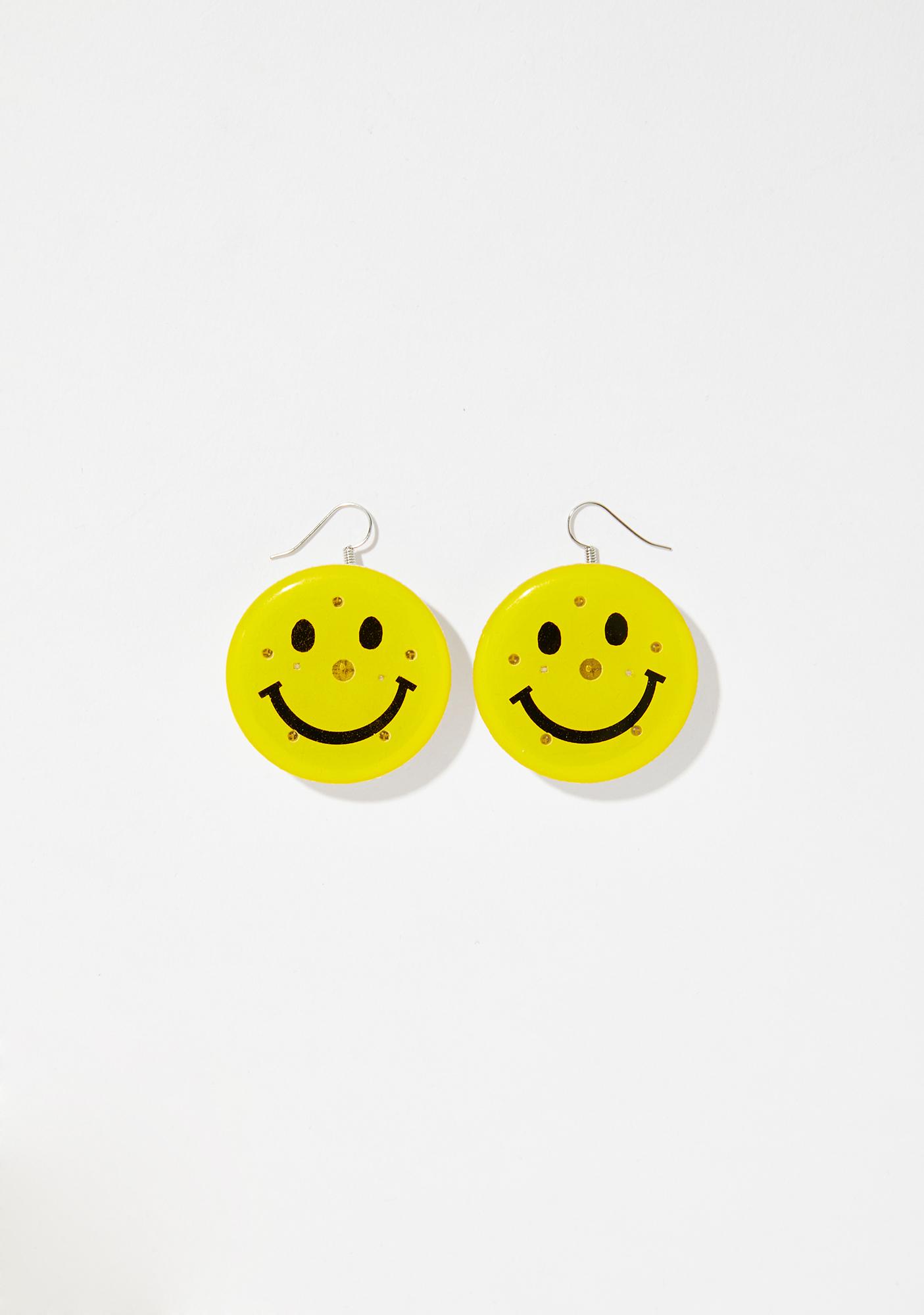 Rainbow Light Up Smiley Earrings Dolls Kill Off Beam Smiley Earrings