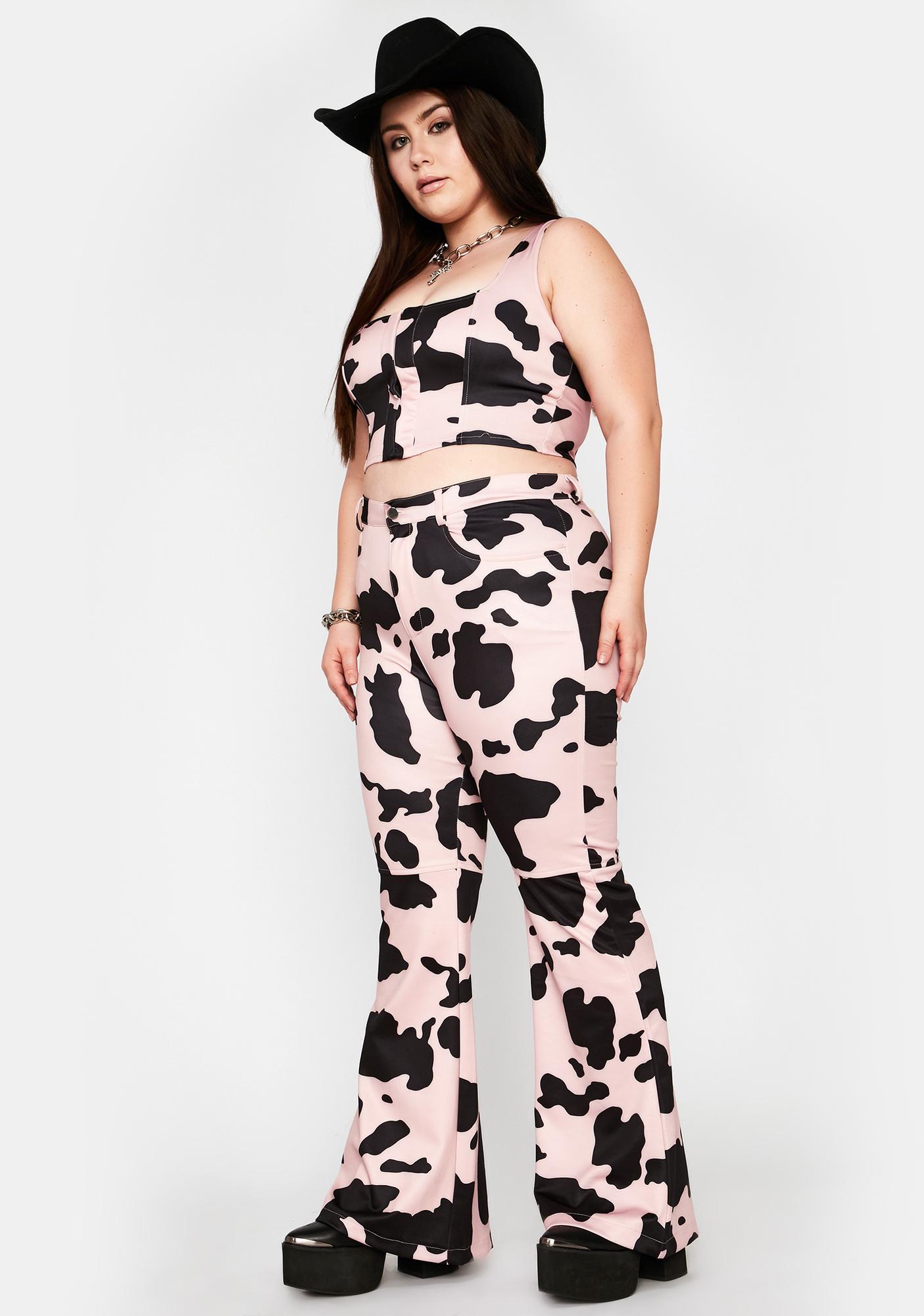 pink cow print pants