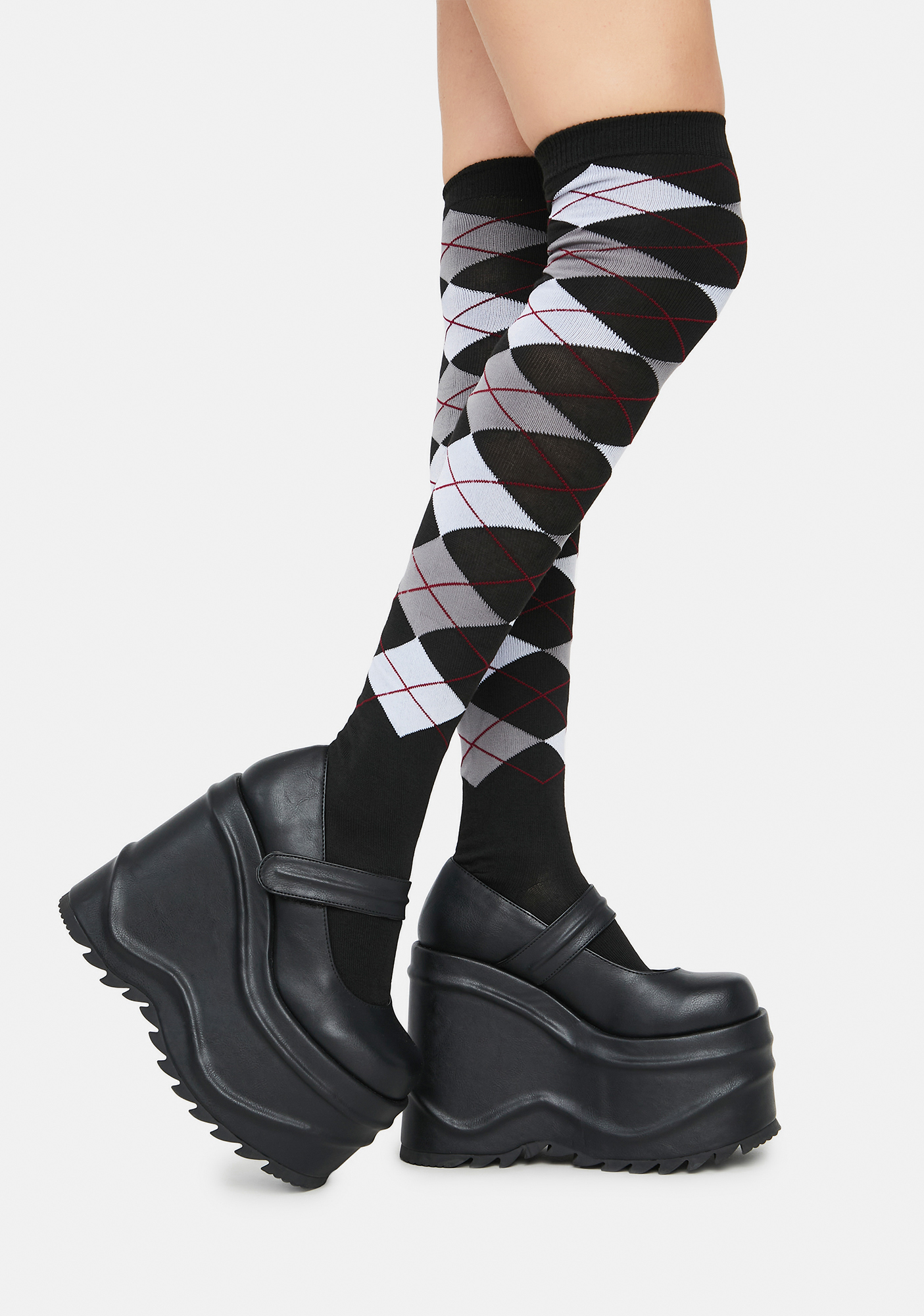 Argyle Thigh High Socks Black Dolls Kill 0261