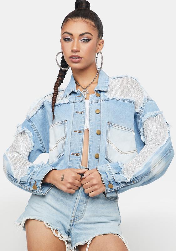 light blue distressed denim jacket