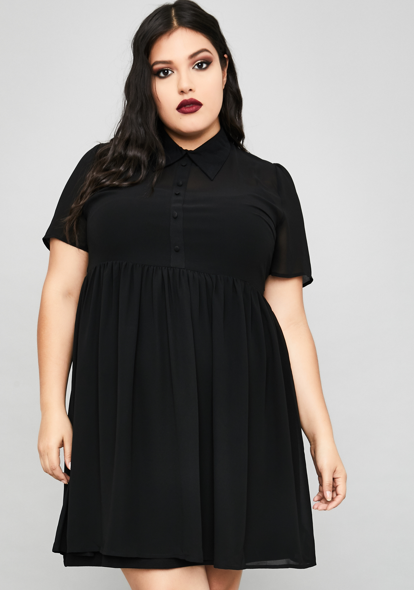 Plus Size Widow Sheer Babydoll Dress Black Dolls Kill