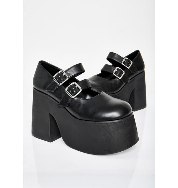 Delias Dolls kill Platform Mary Janes Double Strap Black | Dolls Kill