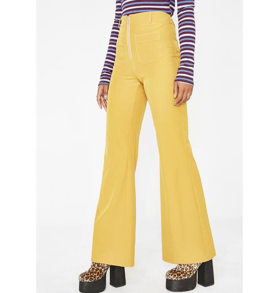 sunflower print flare pants