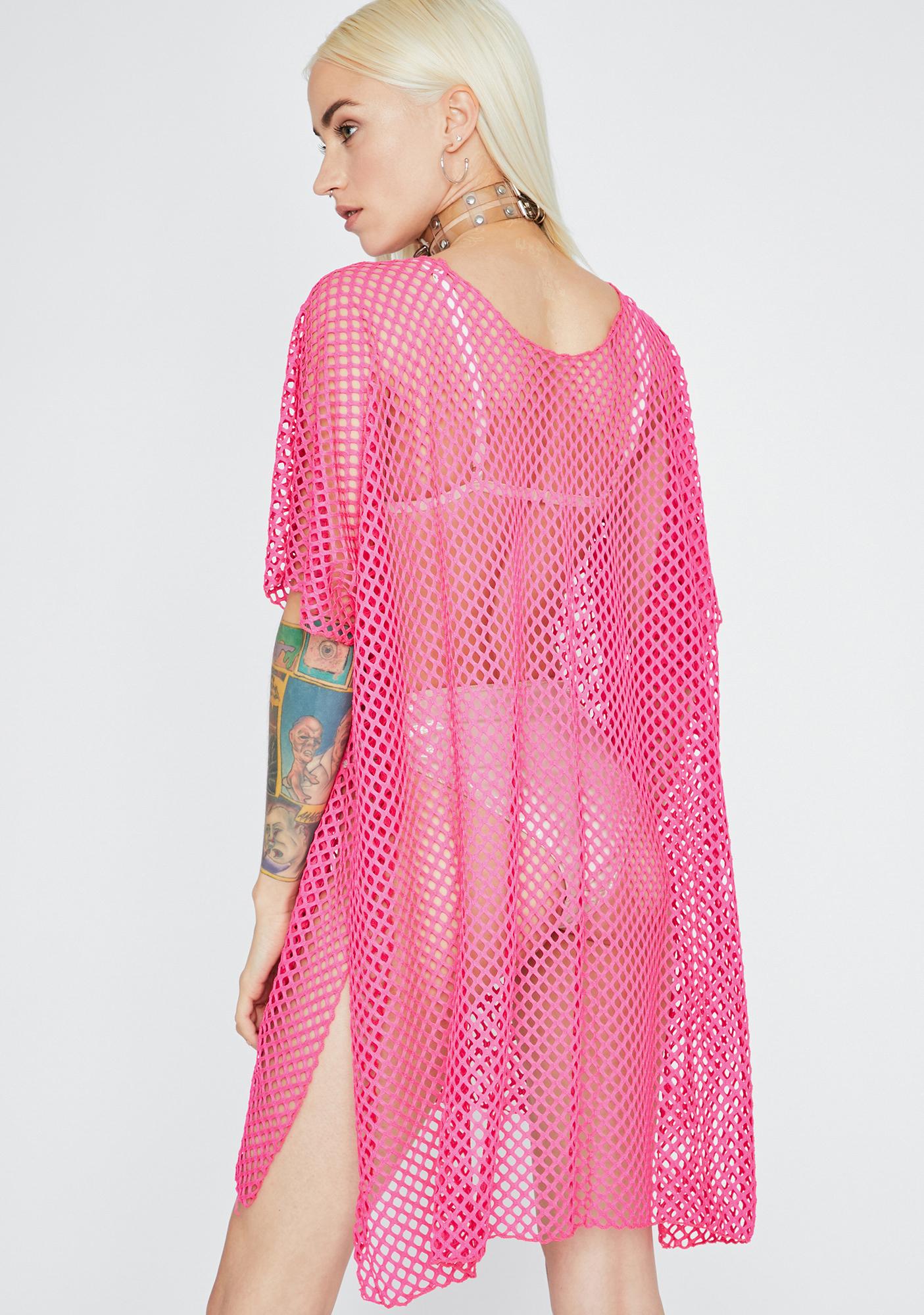 oversized fishnet dress