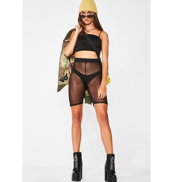 black sheer biker shorts