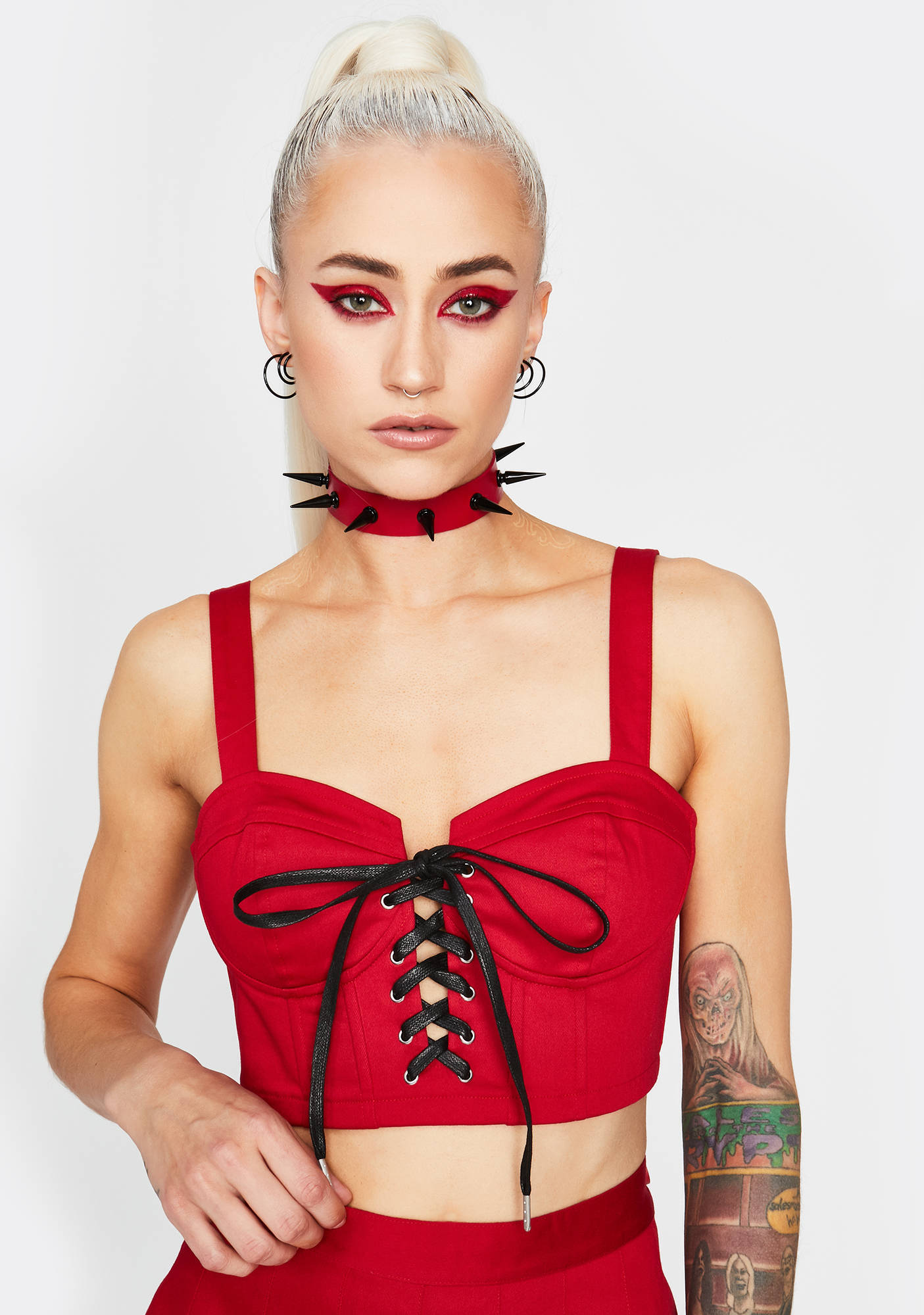 Horoscopez Corset Lace Up Bra Top Red Dolls Kill