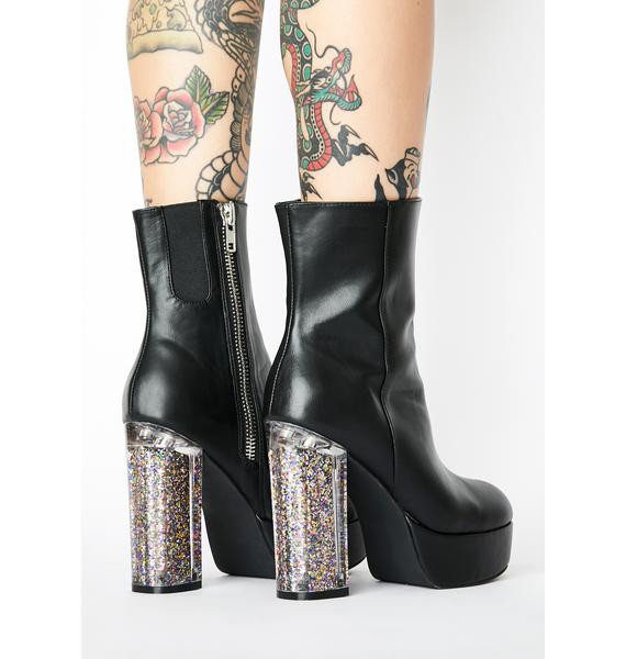 black sparkly heel boots